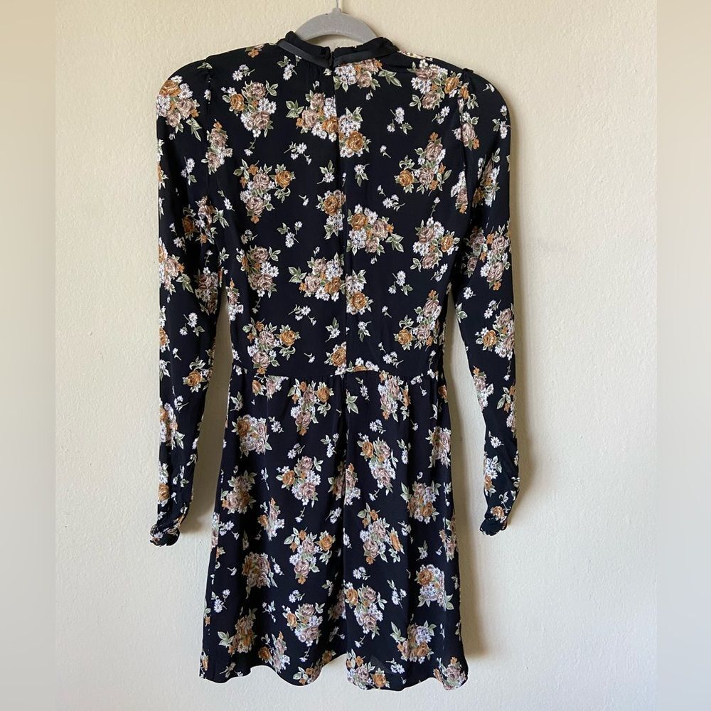 Reformation Charlie Mini Black Dress Floral Size 2 - Picture 7 of 9